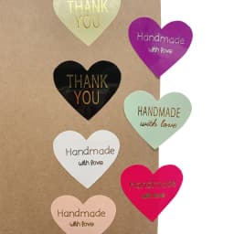 100pcs/lot Thank You Handmade Heart Design Bronzing Seal Multiple Colour DIY Multifunction Seal Sticker Gift Packaging Label