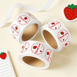 300Pcs/roll Strawberry Thank You Sticker Baking Gift Packaging Sealing Stickers Hand Account Decoration Stickers