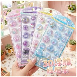 New Cartoon Capsules Shake 3D Relief Stickers Scrapbooking Diy Diary Decor Journaling Stationery Cute Stickers School Supplies
