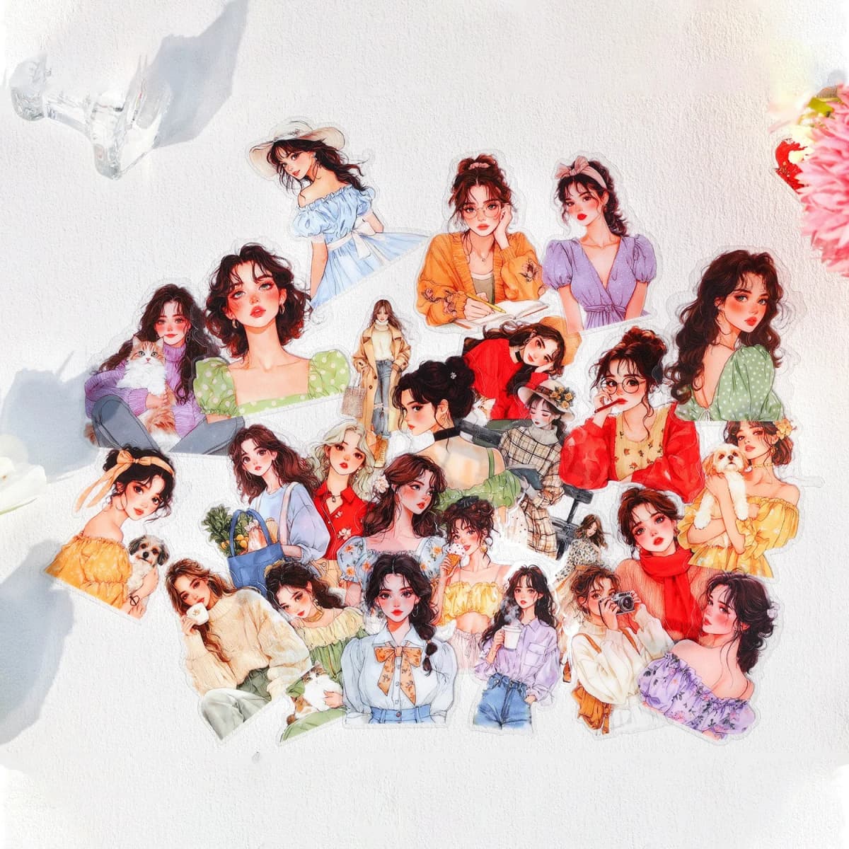 40sheets/lot Kawaii Stationery Stickers Rainbow Girl Diary Planner Decorative Mobile Stickers Scrapbooking DIY Sticker
