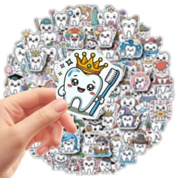 100PCS Tooth Cartoon Graffiti Stickers DIY Notebook Phone Guitar Water Bottle Luggage Helmet Bicycle Notebook Decoration Decals