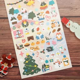 Korean Import Original Bonito Christmas Skiing Animals Paper Stickers Scrapbooking Diy Journal Stationery Sticker Aesthetic Gift