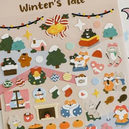 Korean Import Original Bonito Christmas Skiing Animals Paper Stickers Scrapbooking Diy Journal Stationery Sticker Aesthetic Gift