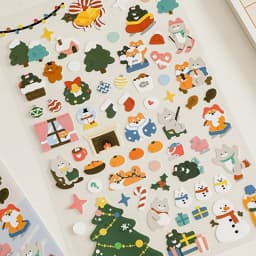 Korean Import Original Bonito Christmas Skiing Animals Paper Stickers Scrapbooking Diy Journal Stationery Sticker Aesthetic Gift