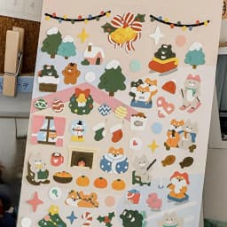 Korean Import Original Bonito Christmas Skiing Animals Paper Stickers Scrapbooking Diy Journal Stationery Sticker Aesthetic Gift
