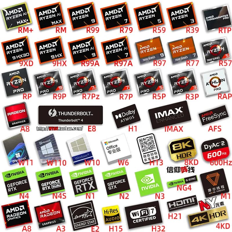 Original AMD Ryzen 395MAX+ R9 R7 R5 R3 9000CPU computer label laptop sticker