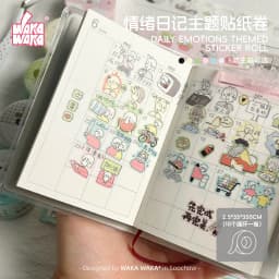 WAKAWAKA Mood Die Cut Sticker Roll Scrapbooking Sticker Cute Emotion Tracker Washi Sticker for Journal Planner 2.5cm