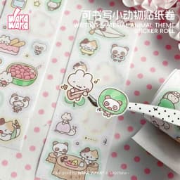 WAKAWAKA Writable Die Cut Sticker Roll Scrapbooking Sticker Hand Drawn Illustration Washi Sticker Journal Planner