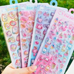 Cartoon Camera Bear Cup Party Drop 3D Relief Stickers Scrapbooking DIY Journaling Stationery Diary Decor School Cute Stickers