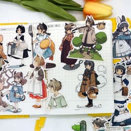 20PCS Girl Animal Stickers Crafts And Scrapbooking Stickers Book Student Label Decorative Sticker DIY Stationery Cute