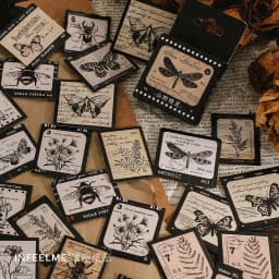 46pcs Vintage Mini Box Stickers for DIY Scrapbooking Journaling Collage Photo Album Sealing Decorative Stationery