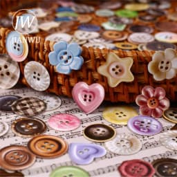 JIANWU Button Series Vintage Button Shaped Landscape Material Collage Scrapbooking Sticker Creative DIY Journal Stationery