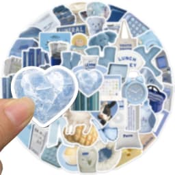 10/30/60PCS Cute Blue INS Sticker Aesthetic Sketchbook PVC Laptop Diary Decoration Scrapbooking School Stationery Supply