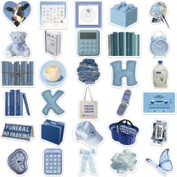 10/30/60PCS Cute Blue INS Sticker Aesthetic Sketchbook PVC Laptop Diary Decoration Scrapbooking School Stationery Supply
