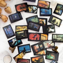JIAMEI 50sheets/book Creative Retro Street View Aesthetic Stickers Cute Mini Stickers Book DIY Scrapbooking Decorative Materials