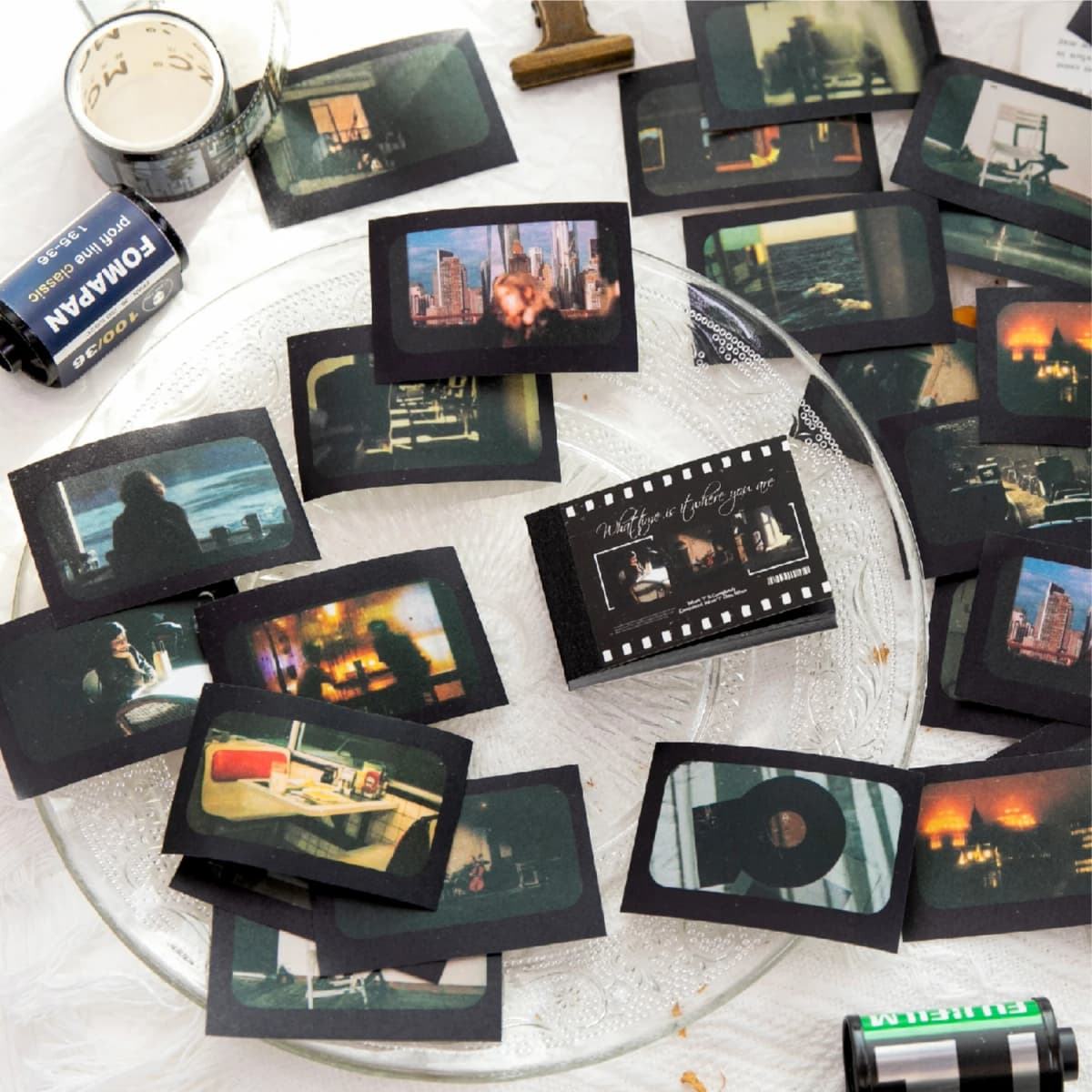 JIAMEI 50sheets/book Creative Retro Street View Aesthetic Stickers Cute Mini Stickers Book DIY Scrapbooking Decorative Materials
