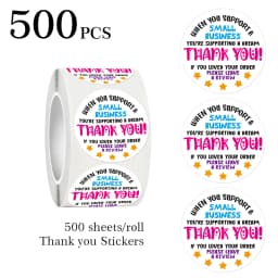 500 PCS Please Leave a Review Cute Small Business Stickers,Thank You Sticker for Bakeries Packaging Envelope Seals