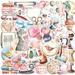 10/30/50PCS Kawaii Pink Sewing PVC Sticker Aesthetic Stationery Decoration Scrapbooking School Supplies