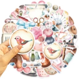 10/30/50PCS Kawaii Pink Sewing PVC Sticker Aesthetic Stationery Decoration Scrapbooking School Supplies