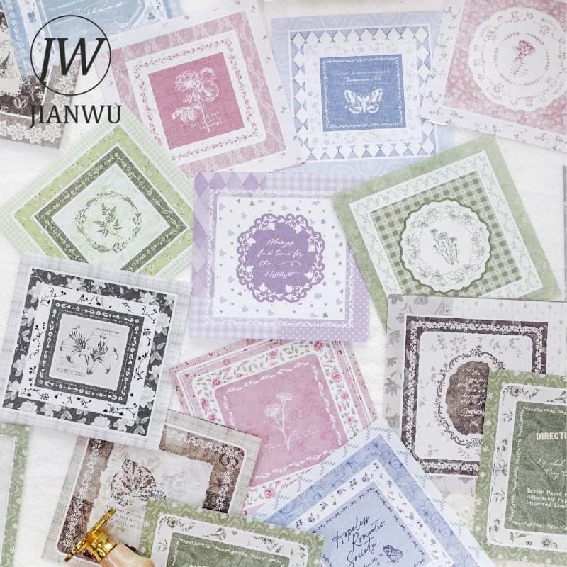 JIANWU Vintage Lace Flower Hollow Border Landscape Material Collage Scrapbooking Sticker Creative DIY Journal Stationery