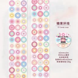 Journal GOo 6.2cmx2m Color Echo Tape Stickers Cute Candy Loop Masking Tape for Collage Junk Journal Scrapbook Mobile Stationery