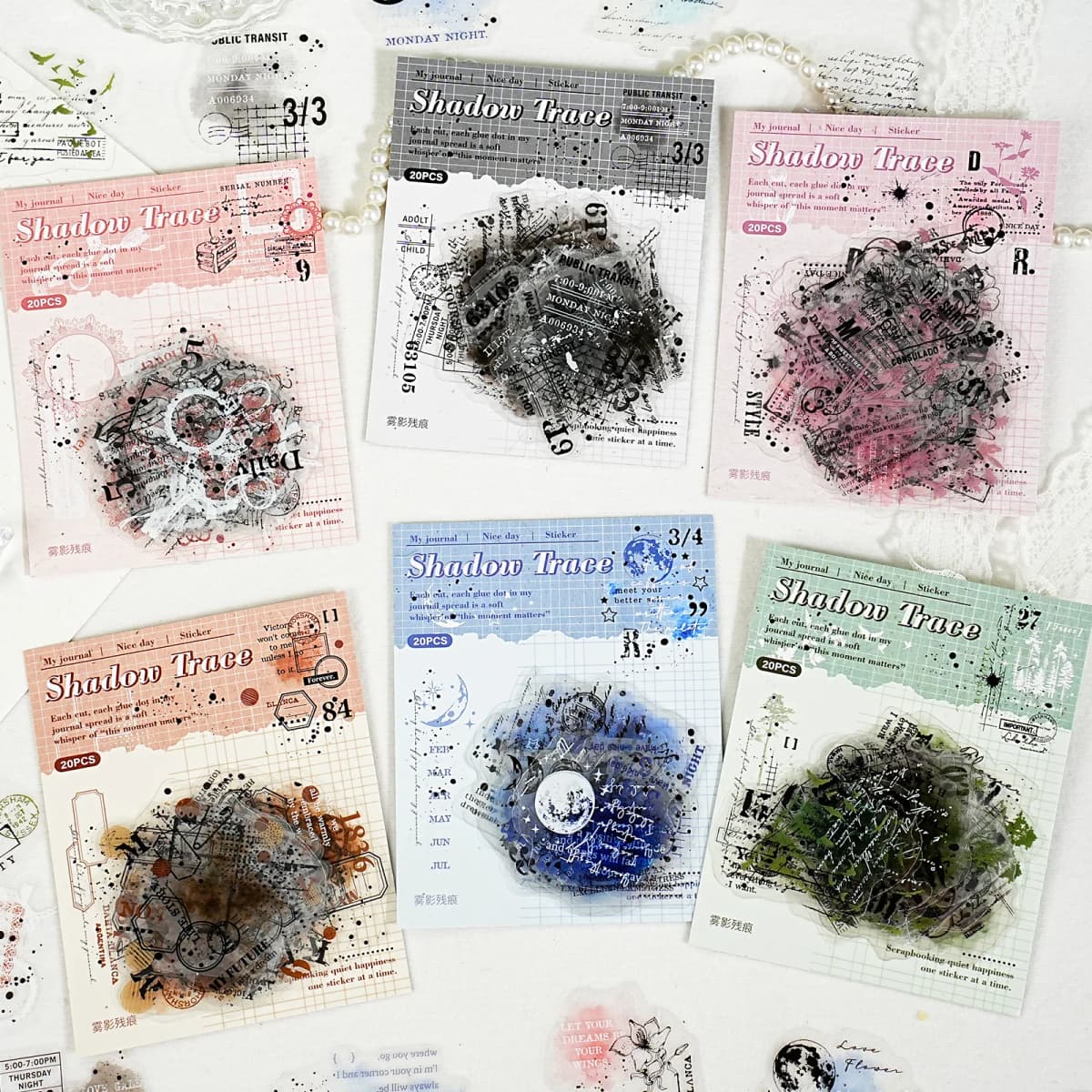 15pcs/lot Kawaii Scrapbook Stickers Veil of Shadows DIY Journaling Scrapbooking Supplies Decorative Stationery