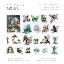 40pcs Kawaii Flower Fairy PET Stickers Creative Collage DIY Handmade Scrapbook Material Aesthetic Stationery Stickers