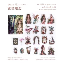 40pcs Kawaii Flower Fairy PET Stickers Creative Collage DIY Handmade Scrapbook Material Aesthetic Stationery Stickers