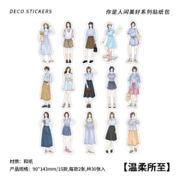 30pcs/1lot Kawaii Scrapbook Sticker Heartthrob Girl Scrapbooking Supplies diary Planner Decorative Craft Stationery Sticker