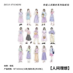 30pcs/1lot Kawaii Scrapbook Sticker Heartthrob Girl Scrapbooking Supplies diary Planner Decorative Craft Stationery Sticker