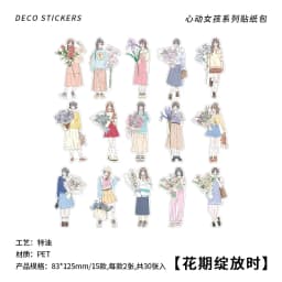 30pcs/1lot Kawaii Scrapbook Sticker Heartthrob Girl Scrapbooking Supplies diary Planner Decorative Craft Stationery Sticker