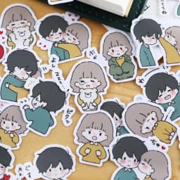 40pcs Handbook Cute Character Sticker Handbook Diy Photo Album Waterproof Translucent Decorative Stickers Sweet Couple
