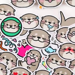 Little Otter Hand Account Cartoon Stickers Cute Animal Expression Pack Ins Wind Children Paste Decorative Materials Kawaii