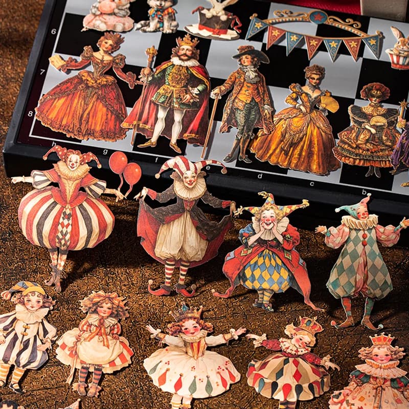 Mr. Paper Carnival Party Stickers 15pcs - Circus Diorama Card Decals, Creative Journal Collage, Themed Diary Decor DIY Scrapbook