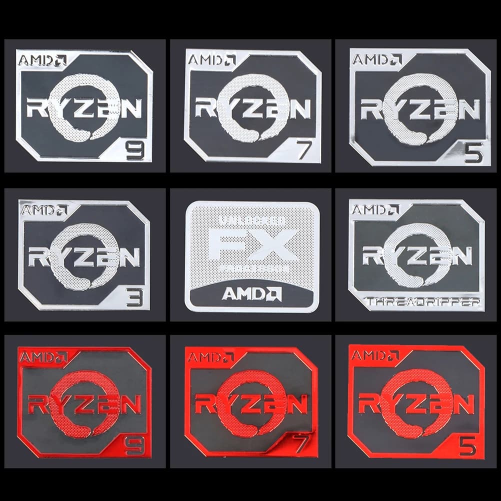 AMD Ruilong Ryzen R9 R7 R5 R3 Vega Metal Sticker Notebook Desktop Logo Sticker 1PC