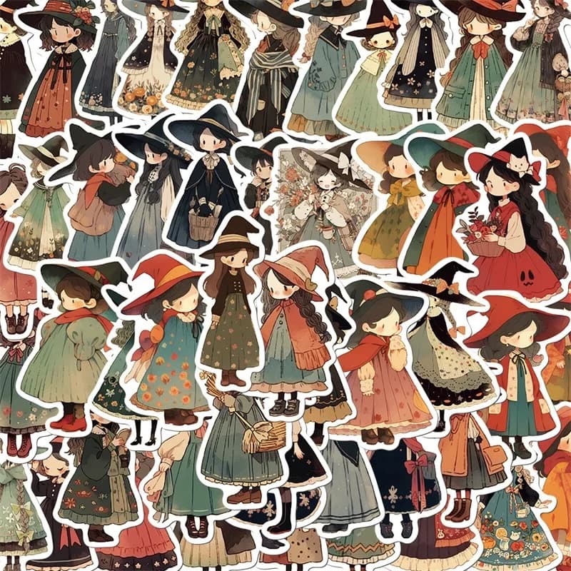 10/30/50PCS Cartoon Q Witch PVC Sticker Aesthetic Korean Decoration Scrapbooking Stationery School Supplies
