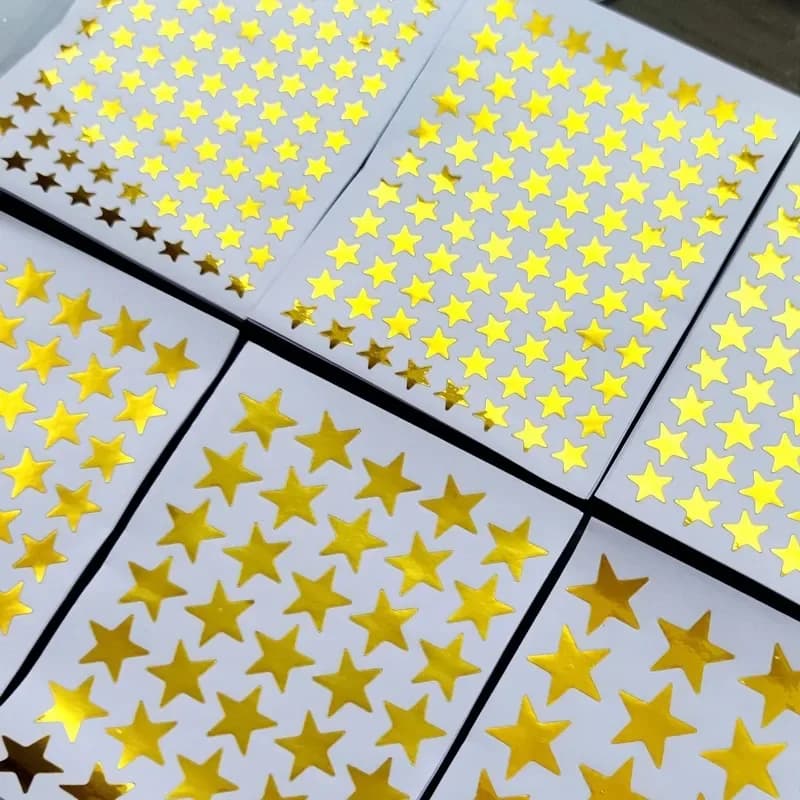 10sheets/bag Gold Star Sticker Stamping Five Pointed Star Sticker Student's Reward Sticker Teacher Praise Label