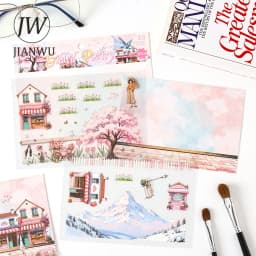 JIANWU Seasonal Illustrated Series Vintage Flower Plant Snow Landscape Material Collage Sticker Creative DIY Journal Stationery