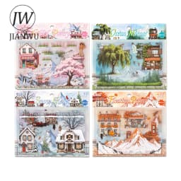 JIANWU Seasonal Illustrated Series Vintage Flower Plant Snow Landscape Material Collage Sticker Creative DIY Journal Stationery