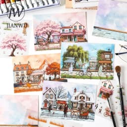 JIANWU Seasonal Illustrated Series Vintage Flower Plant Snow Landscape Material Collage Sticker Creative DIY Journal Stationery
