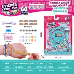 80/160 pcs hot selling kids children toy sticker creative funny stationery stick rolls Sticker bracelet  colorful