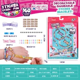 80/160 pcs hot selling kids children toy sticker creative funny stationery stick rolls Sticker bracelet  colorful