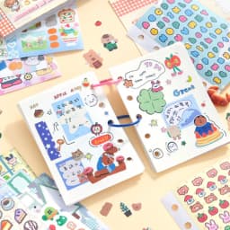 Kawaii Dual M5 Sticker Book Ins Korean Style Cute Cartoon Decorative Stickers Romantic DIY Handbook Scrapbook School Supplies