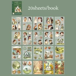 Mr. Paper 20pcs Classic Literature Sticker Book, Vintage Reading Journal, Literary Notes Collection, Creative Stationery Gift