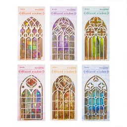 JIAMEI 10pcs/pack Flowers Window Stickers Gold Foil Decor Junk Journal DIY Srapbooking Collage Stationery PET Twinkle Stickers