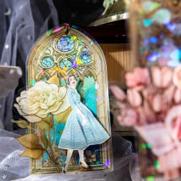 JIAMEI 10pcs/pack Flowers Window Stickers Gold Foil Decor Junk Journal DIY Srapbooking Collage Stationery PET Twinkle Stickers