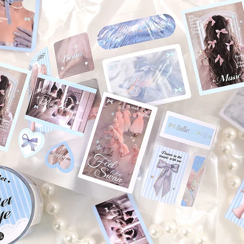 2m/roll Kawaii Korean Stationery Stickers Love Ballet Series Die Cutting Tape DIY Scrapbook Decoration Diary Aesthetic Supplies