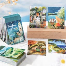 Mr.Paper 50Pcs Prelude to Spring Series Spring Landscape Illustration Memo Pad DIY Journal Scrapbook Collage Decor Craft Supplie