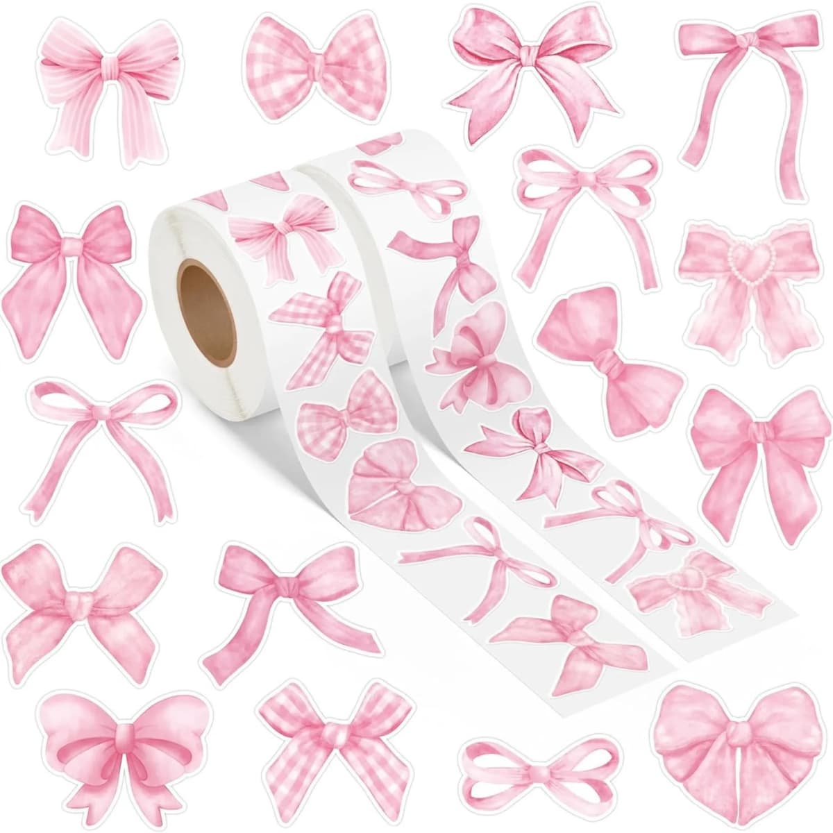 500Pcs/ 1 Roll Cartoon Bow Sticker Label Decoration Sealing Gift Box Sticker Label Stationery Sticker