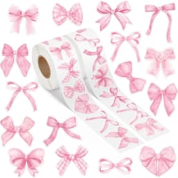 500Pcs/ 1 Roll Cartoon Bow Sticker Label Decoration Sealing Gift Box Sticker Label Stationery Sticker